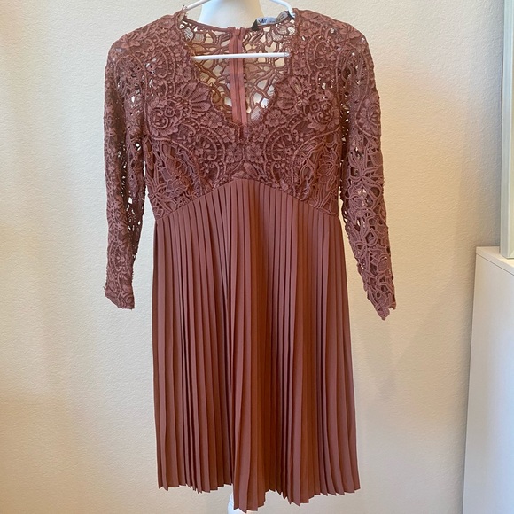 Zara | Dresses | Nwtzara Lace And Pleated Dress | Poshmark